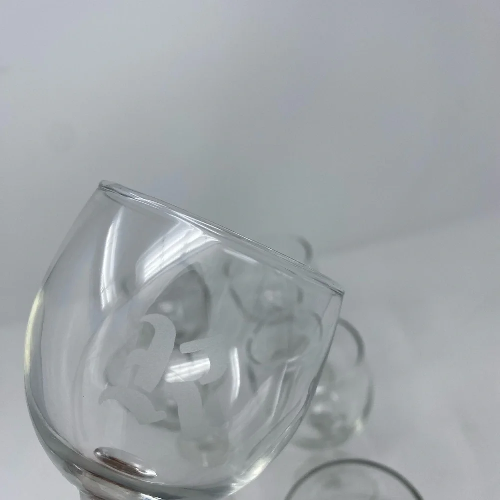 Set of 6 Vintage “R” Frosted Monogram Wine Glasses